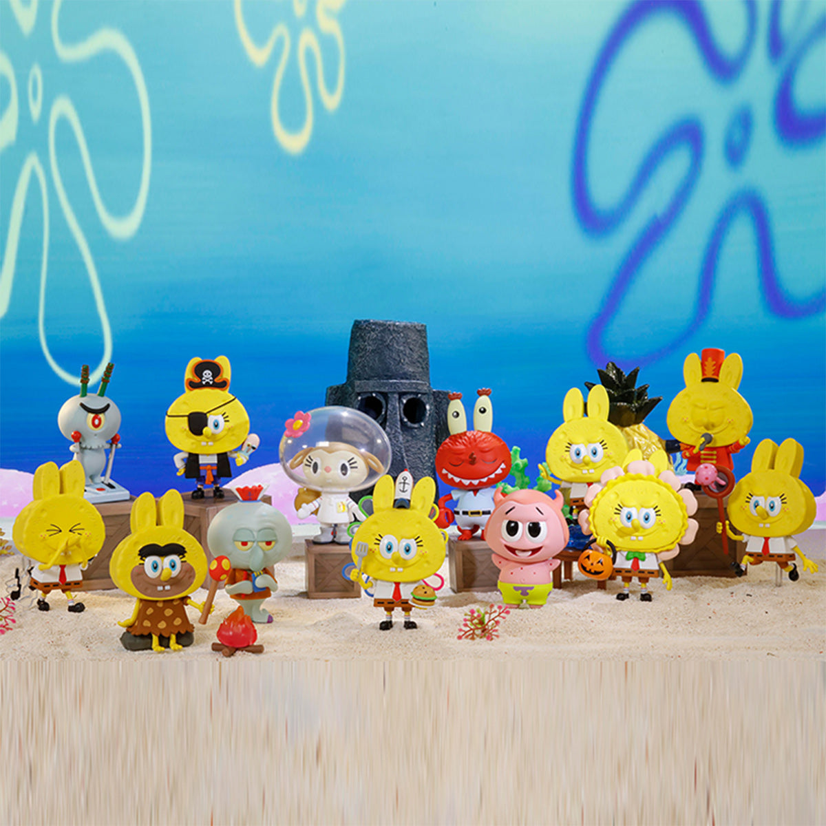 Figurines Labubu × SpongeBob Blind Box 12pcs – Coffret Complet