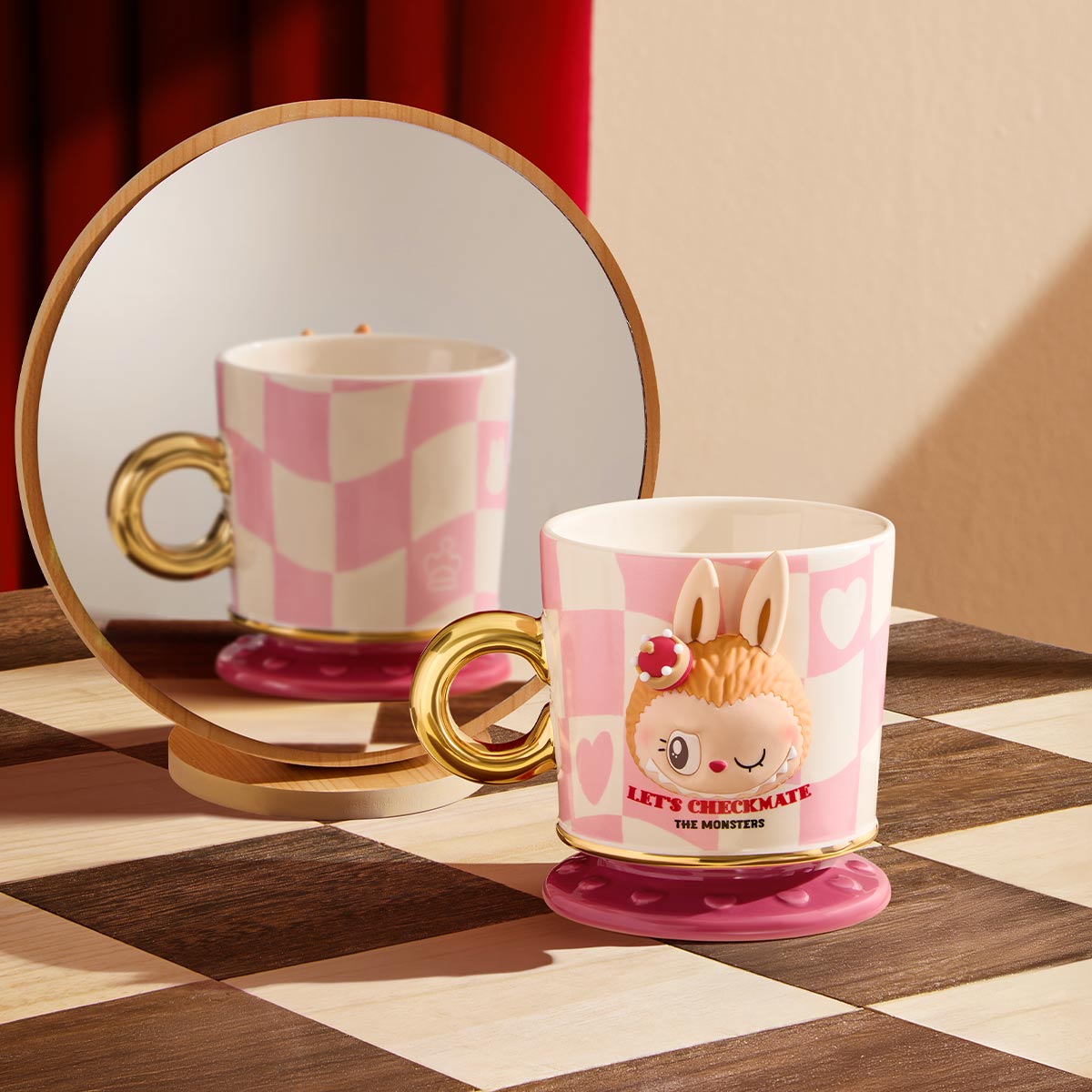 Mug Labubu Bleu et Rose – Série Let’s Checkmate